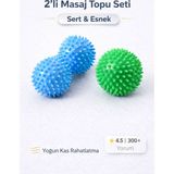PremiumPort Iki Adet Masaj Topu Seti, Esnek ve Sert Dikenli Kas Gevşetici, 7,5 cm - Açık Beyaz - Gri