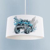 PremiumPort Jeep Desenli Bebek ve Çocuk Odası Avizesi, Şık ve Eğlenceli Aydınlatma - Seçenek 1 - Açık Beyaz - Gri