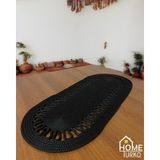 PremiumPort Jüt ve Hasır Dekoratif Masa Örtüsü 30X70CM, Amerikan Servis, Sehpa Örtüsü - Ahşap