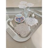 PremiumPort Kahve Kokteyl Sunum Peçetesi, Dekoratif Güpür Dantel, 6'lı Set - Ahşap - Bej