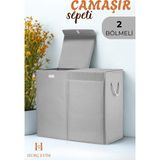 PremiumPort Katlanabilir 100 Lt Gri Çamaşır Sepeti, Su Geçirmez, Kulplu, Dik Duruşlu - Seçenek 1 - Antrasit