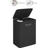 PremiumPort Katlanabilir 100L Çift Bölmeli Kumaş Kirli Çamaşır Sepeti Ink Black - Seçenek 1 - Ahşap