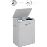 PremiumPort Katlanabilir 100L Çift Bölmeli Kumaş Kirli Çamaşır Sepeti - Light Gray - Seçenek 1 - Antrasit