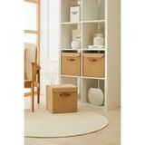 PremiumPort Katlanabilir 3’lü Jüt Kapaklı Dolap Içi Organizer 30X30X30 - Seçenek 1 - Ahşap - Ceviz