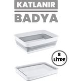 PremiumPort Katlanabilir Çok Amaçlı Leğen ve Badya Seti, Pratik ve Şık Çeyiz Malzemesi - Seçenek 1 - Antrasit
