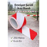 PremiumPort Kırmızı Beyaz Emniyet Şeridi 6 cm x 250 M Uyarı ve Güvenlik Bandı - Seçenek 1