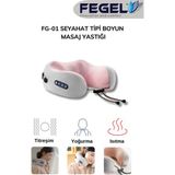 PremiumPort Kompakt ve Rahat Seyahat Boyun Destek Yastığı, Masaj Özelliğiyle Konfor - Ahşap - Bej