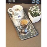 PremiumPort Lüks Paslanmaz Çelik Dikdörtgen Kahve Servis Tepsisi 33X13 Cm, 2'li Set - Altın - Gümüş - Bakır - Seçenek 1