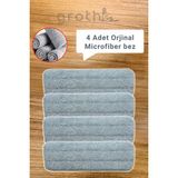 PremiumPort Microfiber Sprey Mop Yedek Bezleri, 4'lü Set, Su Hazneli Püskürtmeli Temizlik Seti - Ahşap - Bej - Seçenek 1