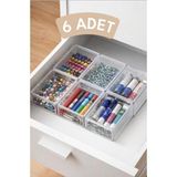 PremiumPort Mini Akrilik Çok Amaçlı Organizer Kutu 6'lı Set - Seçenek 1 - Ahşap
