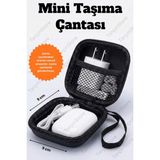 PremiumPort Mini Taşıma Çantası, Kulaklık ve Kablo Düzenleyici, 9x9 cm - Seçenek 1 - Ahşap