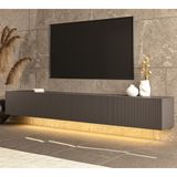 PremiumPort Modern 240CM LED Işıklı Tv Sehpası, Duvar ve Ünite Tasarımı - Açık Beyaz - Gri - Seçenek 1