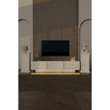 PremiumPort Modern LED Işıklı 190CM Tv Ünitesi, Yanları Kitaplıklı ve 3 Kapaklı - Ahşap - Bej - Seçenek 1