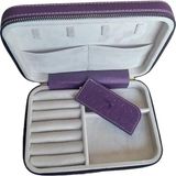 PremiumPort Mor Deri ve Ahşap Detaylı Büyük Boy Takı ve Seyahat Çantası 14X21 cm - Antrasit - Seçenek 1
