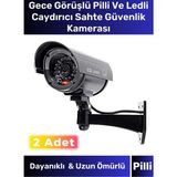 PremiumPort Pilli Ledli Güvenlik Kamerası 2'li Set, Gece Görüşlü, Dış Mekan Kullanım - Seçenek 1
