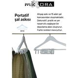 PremiumPort Portatif Beyaz Şal Askısı, Kolay ve Pratik Kullanım - Seçenek 1 - Ahşap Bej - Siyah
