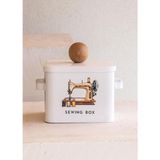 PremiumPort Pratik Dikiş Kutusu, 13X20X18 Cm, Organize ve Şık Saklama Çözümü - Seçenek 1 - Ahşap - Bej - Siyah