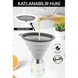 PremiumPort Pratik Katlanabilir Silikon Huni, Çift Taraflı ve Çok Amaçlı Kullanım - Antrasit - Seçenek 1