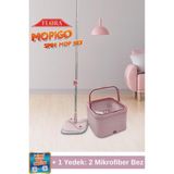 PremiumPort Pratik Spin Mop Set, Kare Döner Başlıklı Islak ve Kuru Temizlik, Hediye ile - Antrasit - Seçenek 1