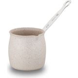 PremiumPort Pratik ve Şık 4 Fincanlı Granita Cezve, Kahve Keyfi Için Ideal Seçim - Seçenek 1 - Açık Beyaz - Gri