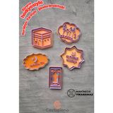 PremiumPort Ramazan Temalı 5'li Kurabiye Kalıbı Set, Kabe ve Namazlık Tasarımlı - Antrasit
