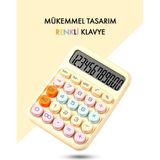 PremiumPort Renkli 12 Haneli Yuvarlak Tuşlu Sarı Hesap Makinesi, 4 Fonksiyonlu - Antrasit - Seçenek 1