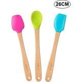 PremiumPort Renkli Bambu Saplı Silikon Spatula Seti, Uzunluk 26CM, 3'lü Paket - Açık Beyaz - Gri - Seçenek 1