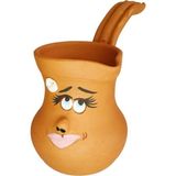 PremiumPort Renkli Emoji Desenli Şık Küçük Toprak Cezve, Evinize Renk Katın - Seçenek 1 - Ahşap - Ceviz
