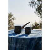 PremiumPort Sağlam Granit 2'li Cezve Takımı, 300 ml ve 450 ml Set - Seçenek 1 - Ahşap