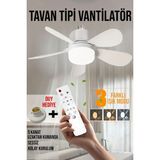 PremiumPort Sessiz LED Işıklı Çok Fonksiyonlu Kolay Kurulum Tavan Vantilatörü Duy Hediyeli - Ahşap - Bej - Siyah