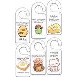 PremiumPort Sevimli Ahşap Kapı Kolu Askısı, Çocuk ve Genç Odası Dekorasyonu - Seçenek 1 - Ahşap Bej - Siyah
