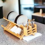 PremiumPort Şık 36X46 cm Bambu Bulaşıklık (Kaşıklıklı) V1 Kahverengi - Ahşap - Ceviz - Seçenek 1