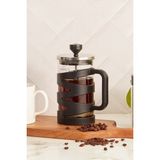 PremiumPort Şık 600 ml Siyah Borosilikat Cam French Press, Kahve ve Çay Keyfi - Seçenek 1 - Ahşap