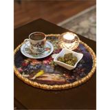 PremiumPort Şık Ahşap Sunum Tepsisi ile Dekoratif Çiçek Buketi 28CM - Ahşap - Ceviz - Seçenek 1