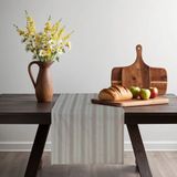 PremiumPort Şık Çizgili Keten Runner 40X150 Cm, Sütlü Kahve Tonu - Ahşap - Ceviz