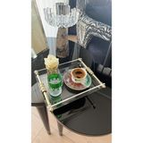 PremiumPort Şık Halka Detaylı Kahve Sunum Tepsisi, Modern ve Dayanıklı Pleksi Tasarım - Altın - Seçenek 1