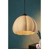 PremiumPort Şık Hasır Renk Rattan Görünümlü Tekli Sarkıt Avize, E27 Bioplastik Tasarım - Seçenek 1 - Altın