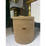 PremiumPort Şık Kapaklı Jüt Hasır Çamaşır ve Oyuncak Sepeti 40X45 cm - Seçenek 1 - Altın