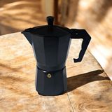 PremiumPort Şık Siyah Moka Pot 6 Fincan, Kahve Keyfini Yansıtan Tasarım - Seçenek 1 - Ahşap