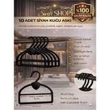 PremiumPort Siyah Şal ve Eşarp Askısı 10'lu Paket, Dolap Içi Düzenleyici - Seçenek 1 - Ahşap