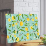 PremiumPort Turkuaz Cam Kesme Tahtası Limon Desenli 25X35, Şık ve Dayanıklı Mutfak Gereci - Beyaz - Seçenek 1