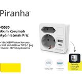 PremiumPort USB ve Type-C LED Işıklı Akıllı Priz, Termal Akım Korumalı - Ahşap