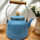 PremiumPort Vintage Emaye Ihlamur ve Bitki Demliği, 2,5 Litre, Ahşap Saplı - Ahşap - Ceviz - Seçenek 1