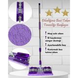 PremiumPort Yedekli Mikrofiber Yer ve Duvar Cam Mop, 4 Mandallı Temizlik Aracı - Seçenek 1