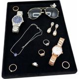 PremiumPort Yerli Üretim Siyah Süet Takı Servis Tablası 34/24 cm - Ahşap - Seçenek 1