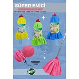 PremiumPort Yüksek Emişli Mikrofiber Mop ve Temizlik Bezi Seti, Her Sapa Uyumlu - Açık Beyaz - Gri - Seçenek 1