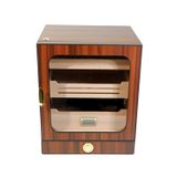 PremiumQuality Las Condes Aksesuar Çekmeceli İçi Ledli Kahverengi Sedir Humidor Puro Kutusu