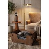 Premiumtech Kedi ve Köpek Yatağı - Büyük Ahşap Kedi Yatağı, Dekoratif ve Dayanıklı Ceviz Renkli Tasarım - Ev Yatak / Kahverengi / 35 cm / Büyük