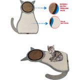 Premiumtech Kedi ve Köpek Yatağı - Peluş Kedi Yatağı ve Tırmalama Matı Seti, Rahat ve Eğlenceli Alan - Yastık Yatak / Gri / Uzun