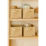 Prendi Home 4`lü Bej Desteksiz Saklama Kutusu 28X28X28 Dekoratif Kulplu Organizer Dolap Içi Çamaşır Oyuncak Düzenleyici